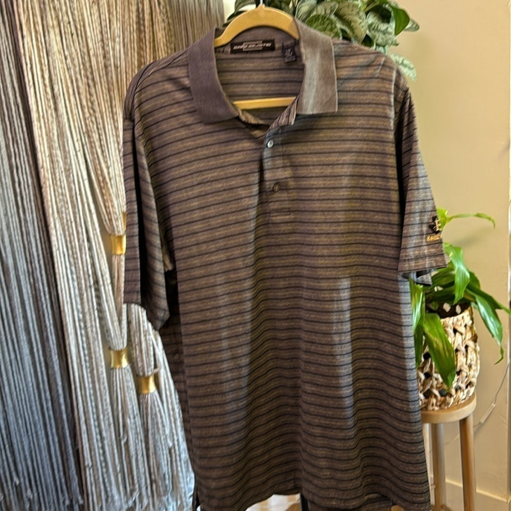Carnoustie Polo Gray Stripe Size Large